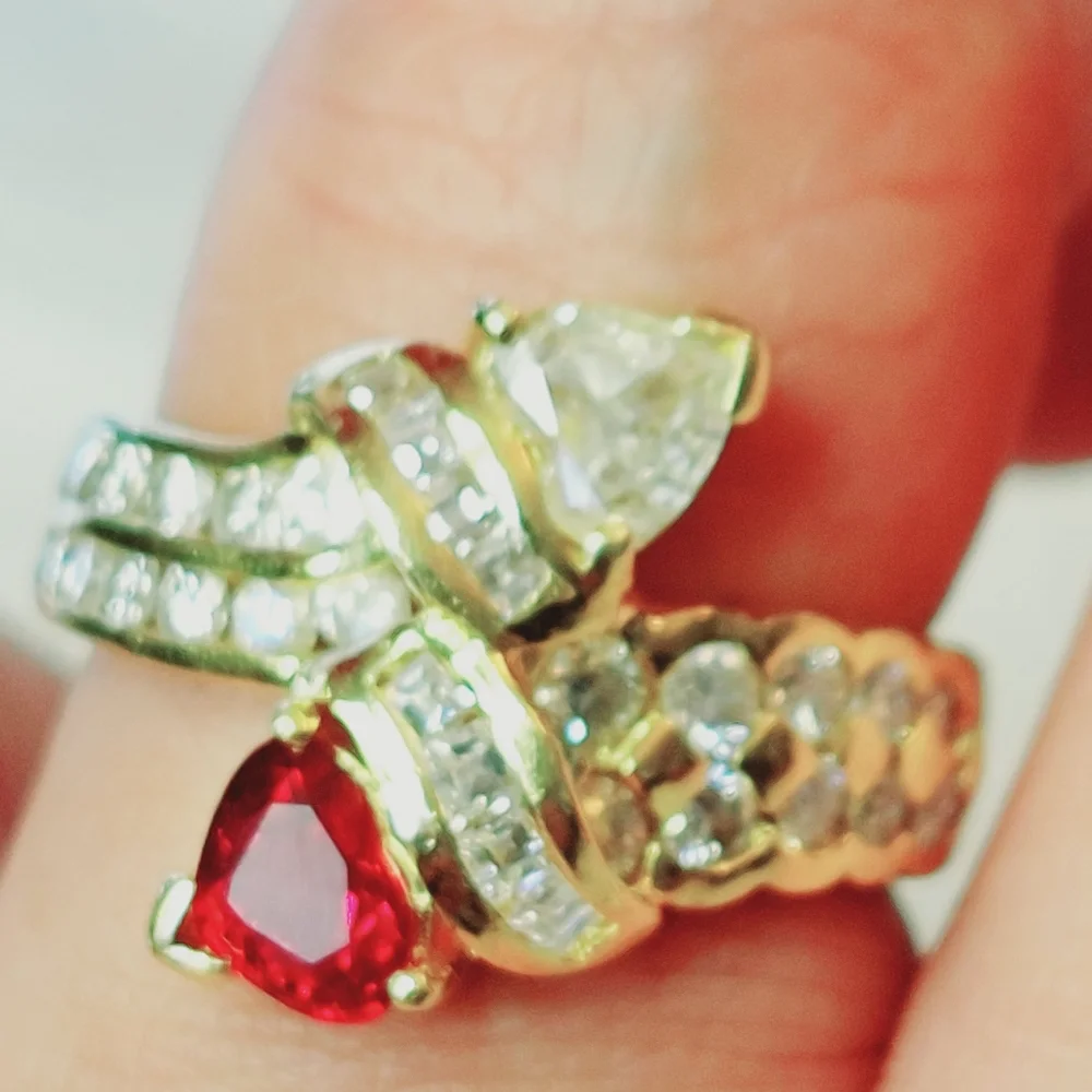 Authentic ruby and diamond ring - Picture 2 of 6